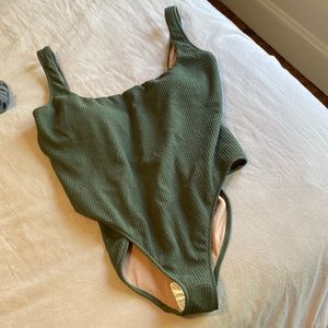 Jcrew textured square neck one piece